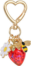 Cute Strawberry Keychains Heart Flower Bag Charm for Women Purse Charms  Gold K