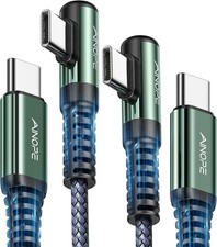 2 Pack Right Angle USB C to USB C Cable 3.3FT 60W Fast Charging Cord iPhone