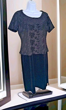 Kathie Lee Dress Sm Black Velvet Short Sleeve Layered Stretch Holiday Formal