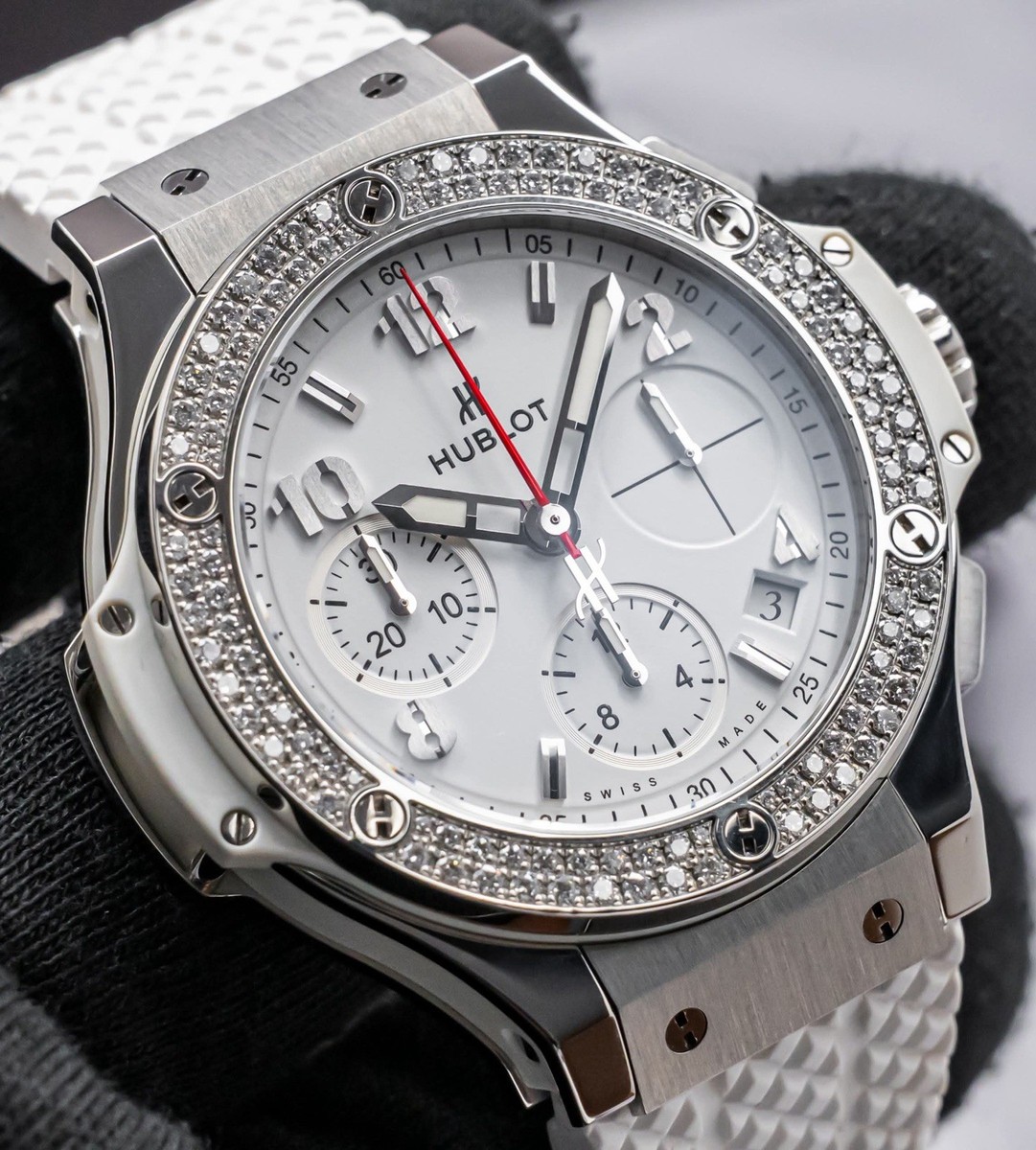 Hublot Big Bang 41 Diamonds $18K MSRP Box Papers White Dial 342.SE