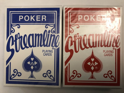 Streamline Playing Cards  (2-Deck Set) - Rare USA version (Not China) - Red Blue