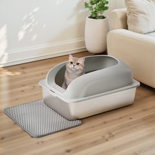 Gianna Extra Large Stainless Steel Cat Litter Box with Lid