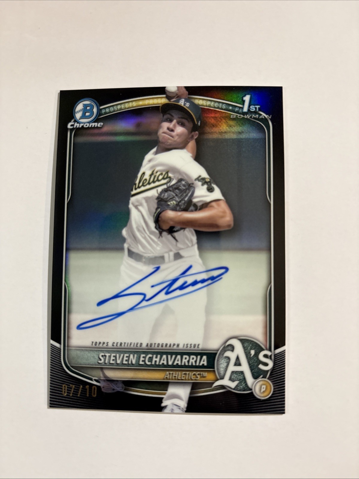 2025 Bowman 1st Chrome Prospect Black Refractor Auto /10 Steven Echavarria A’s