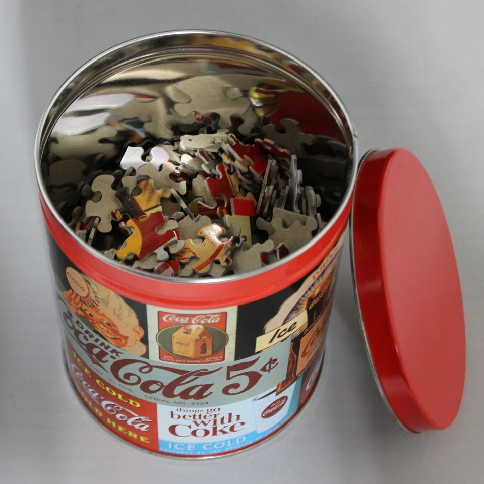 Lot of 5: 4 Coca-Cola Tins w/ Coke Puzzle Inside + Coca-Cola Plush Bear - Image 3 of 4