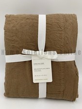 Pottery Barn Belgian Flax Linen Double Flange Duvet Cover Toffee King Cal Q12U