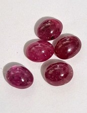 5 Pieces Oval Natural Ruby Gemstones Cabochon 7x5mm Loose Gemstones