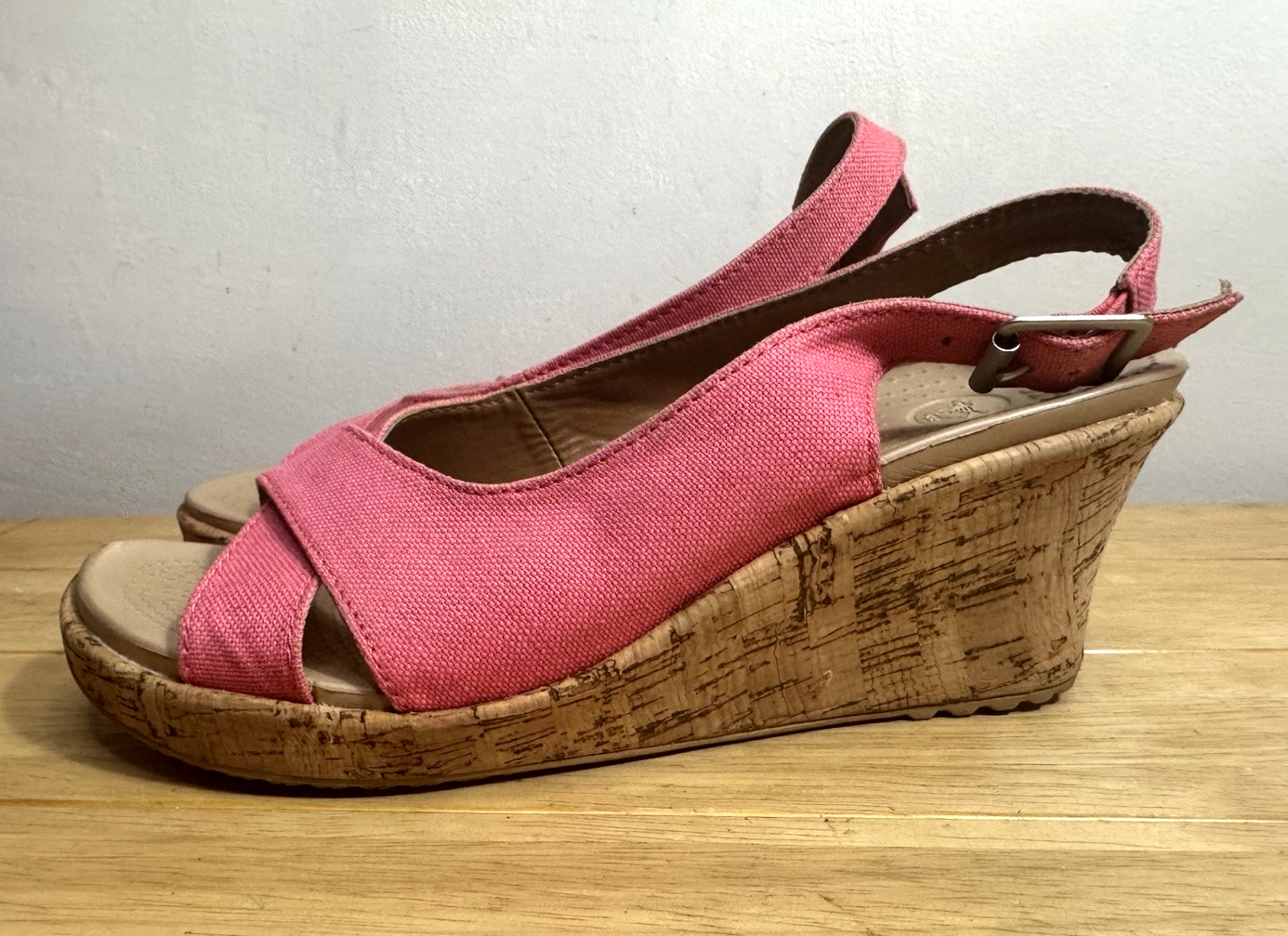 APL Scarpe sandalo Crocs A Leigh lino espadrillas zeppa rosa slingback UK 7 5 donna