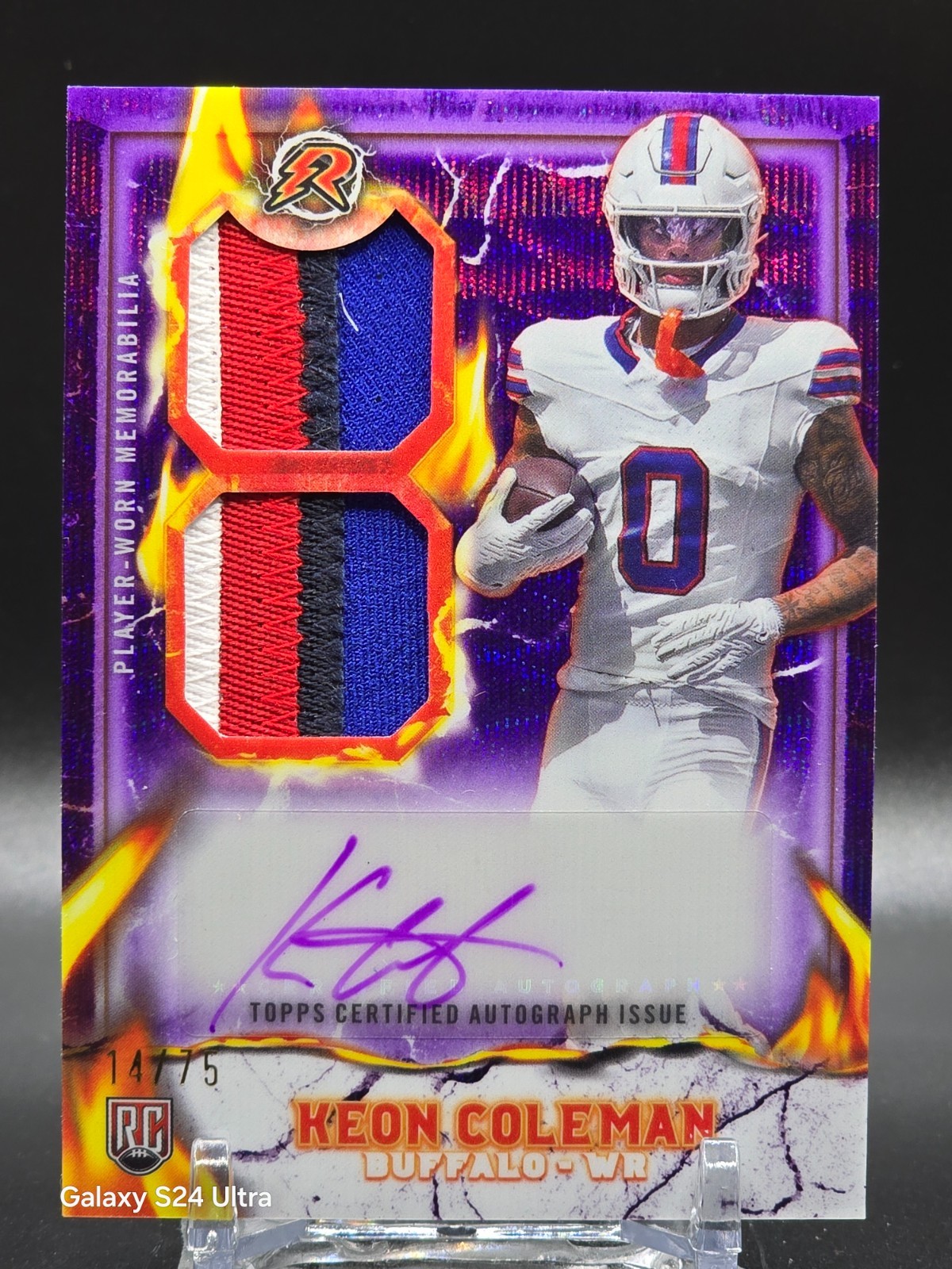 Keon Coleman Topps Resurgence Rookie Patch Autographs #RPAKC Purple Surge
