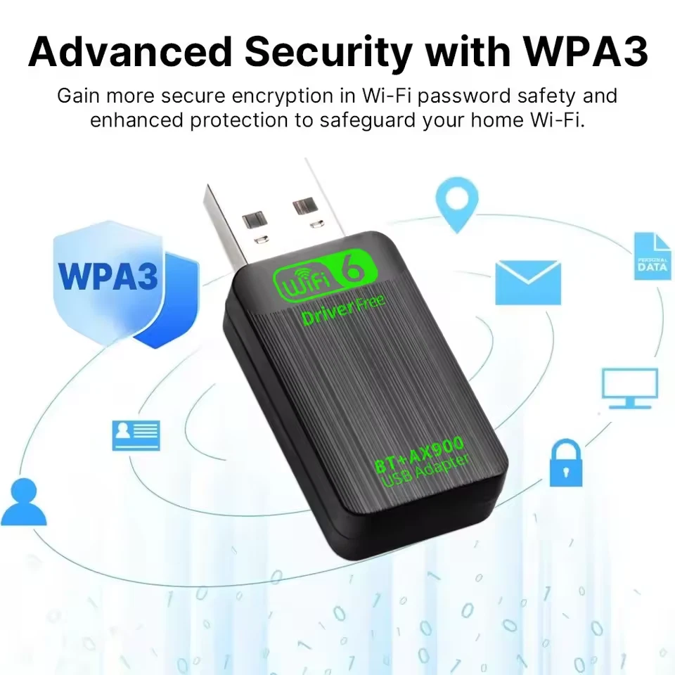 USB WiFi6 WiFi Dongle WLAN Netzwerk Adapter 900Mbps Dual Band 2.4G/5G AX900 - Bild 2 von 4