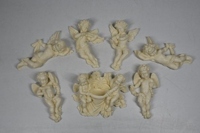 7 Vintage A Santini Angels Cherubs Flying Music Wall Pocket Hanging Decor Italy