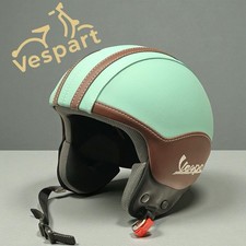 Lederhelm kompatibel Vespa grün hellblau braun Vintage S M L XL
