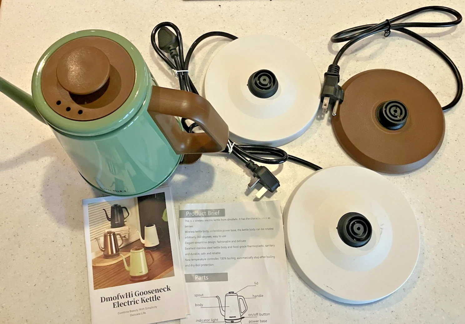 Gooseneck Electric Kettle DmofwHi Open Box with 2 Euro bases