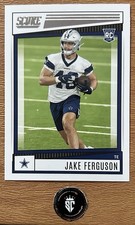 Jake Ferguson 2022 Panini Score Football Base Rookie Card #375 Dallas Cowboys. rookie card picture