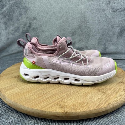 On Shoes Girls Size 1.5 Pink Green Mesh Running Athletic Sneakers CloudTec Kids