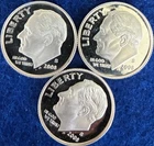 2008-S Roosevelt Dimes 90% Silver Proofs Lot of 3