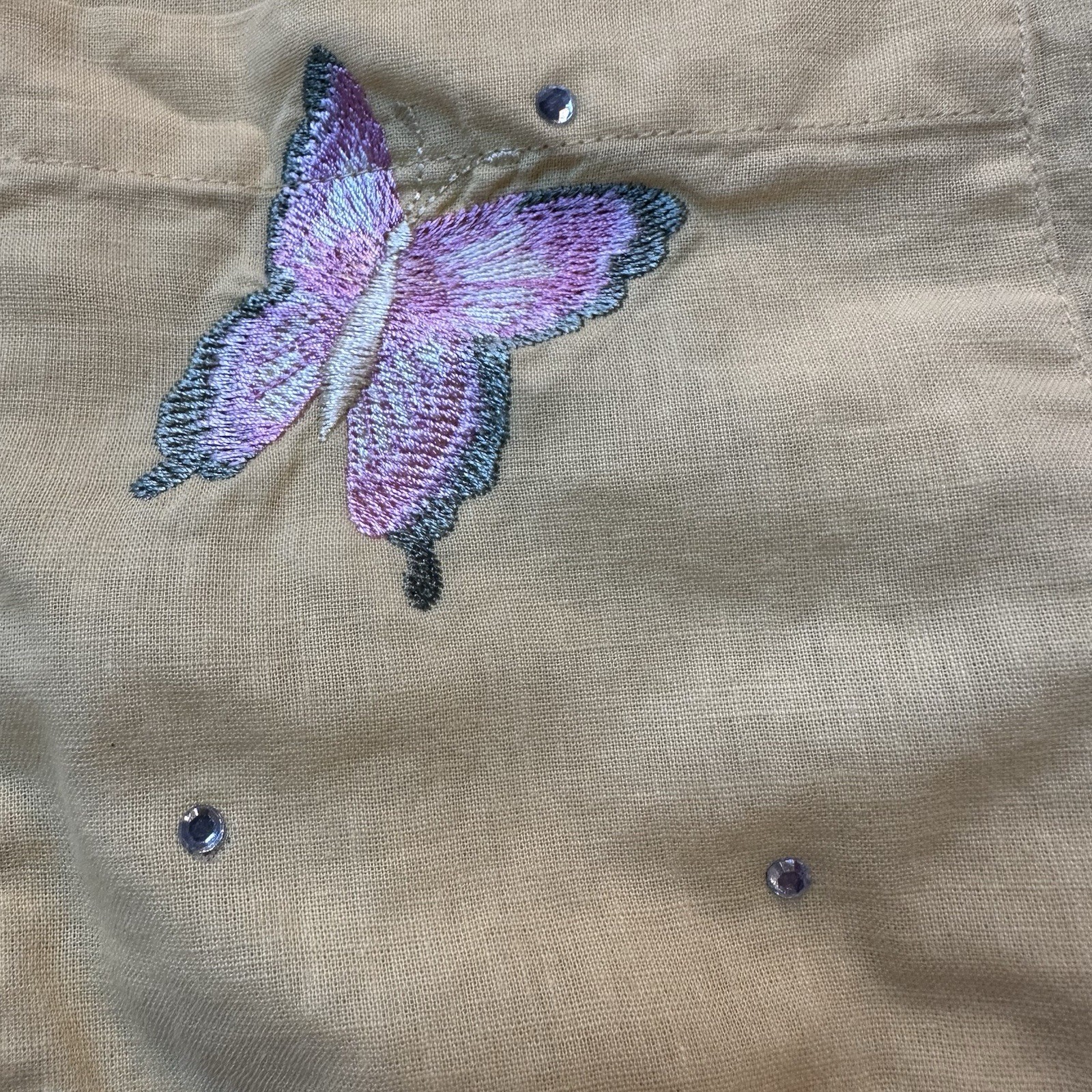 Quacker Factory Button Down Blouse Yellow Butterf… - image 4