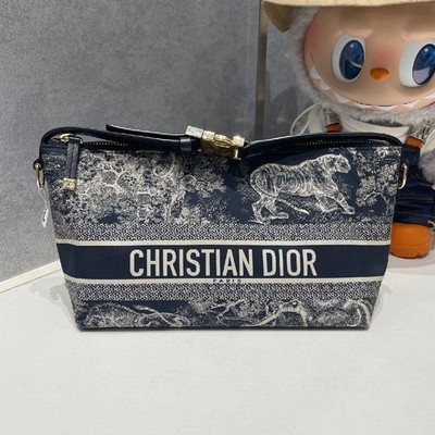 Dior Travel Nomad Floral Zip Clutch Medium Blue Women #4LAU