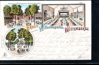 AK308 Gruss aus dem Wilhelmsgarten Wittenberge gel. 1900