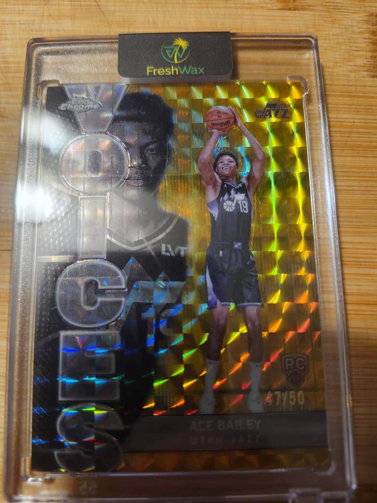 2025-26 Topps Chrome. Voices Ace Bailey #VS-10 Gold Geometric Refractor /50 (RC)