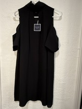 NWT KAARI Blue  Black Dress  Size 2 elegant Off-the- Shoulder