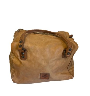 Y#Campomaggi Genuine Leather Satchel Handbag Made in Italy Brown Distressed Tote