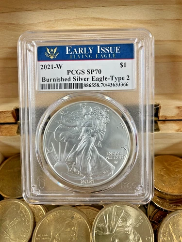 2021-W $1 American Silver Eagle Type 2 Burnished SP70 PCGS