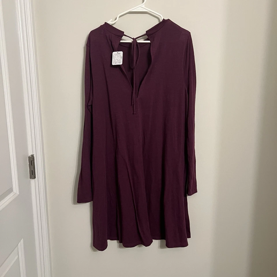 Vestido túnica boho grande Free People Beach nuevo con etiquetas púrpura manga larga Foto 2 de 4