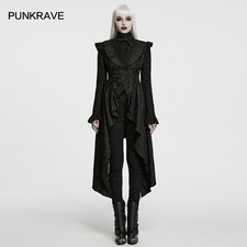 Punk Rave Women Black Victorian Jacquard Tailcoat Asymmetric Sleeveless Vest
