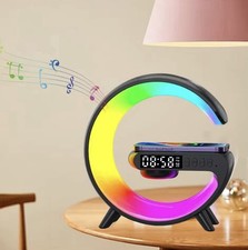 Smart Bluetooth Speaker Lamp  Wireless Charger - RGB Night Light  Alarm Clock