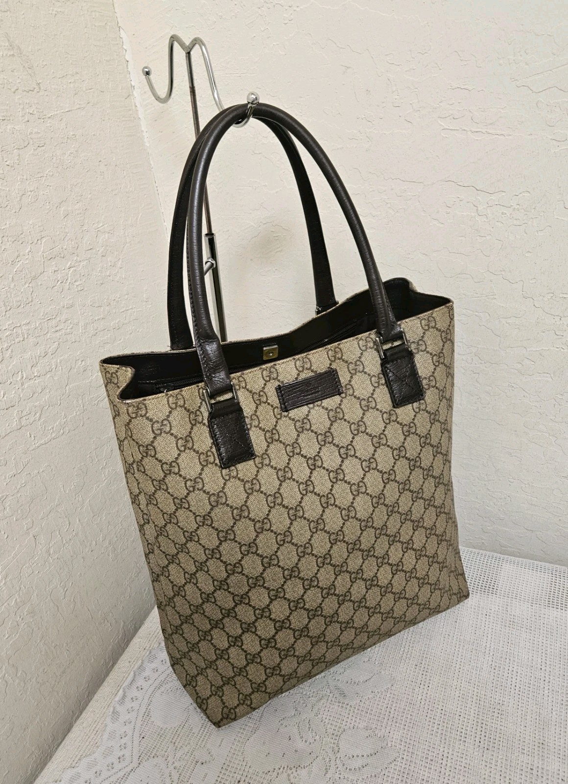 GUCCI GG Coated Canvas Handbag Tote Bag AUTHENTIC thumbnail 19