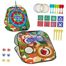 5-in-1 Bean Bag Toss Game for Kids Ages 3-8 Outdoor Cornhole Set with 3 Animals