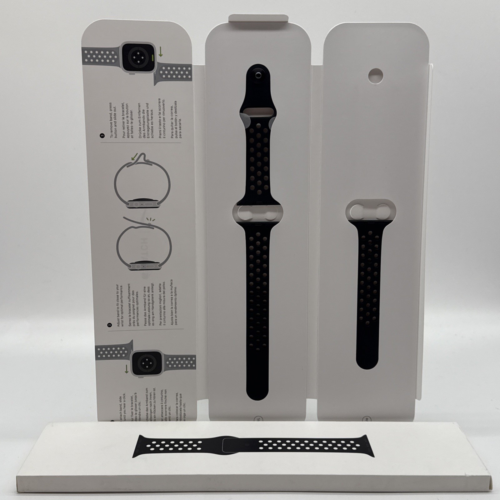 GENUINE APPLE NIKE SPORT BAND 38MM 40MM 41MM & 42MM BLACK/BLACK STRAP BAND