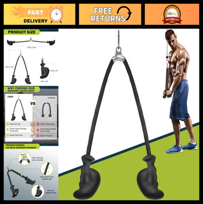 ''Extra Long 35.4 Inch Tricep Rope Cable Attachment for LAT Pulldown & Gym Workou