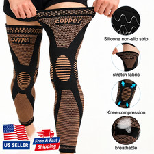 Copper Compression Knee Sleeves Stretchable Full Leg Support Breathable Brace