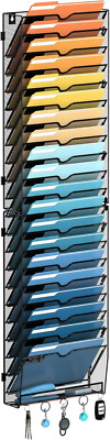 21-Tier Wall File Organizer - Stylish Black Mesh for Papers, Mails & Folders