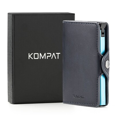 Portafoglio Uomo Slim In Pelle - Design Sottile, Fibra Di Carbonio, Chiusura Magnetica, RFID, Per 9-14 Carte - Foto 8