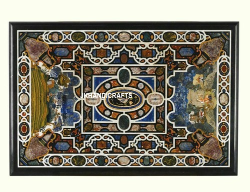 36"x48" Handicraft Pietre Dura Marble Dining Lapis Lazuli Inlaid Work Table Top