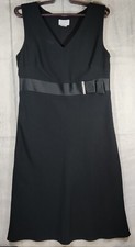 Ann Taylor Loft Womens Dress Lined Size 8 Black Satin Belt Rhinestone Cocktail