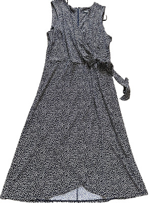 NEW NWT Karl Lagerfeld classy crossover dress sleeveless back zipper US 14 print