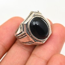 925 Sterling Silver Black Onyx Ring Handmade-Statement Men's Ring All Size BJ265