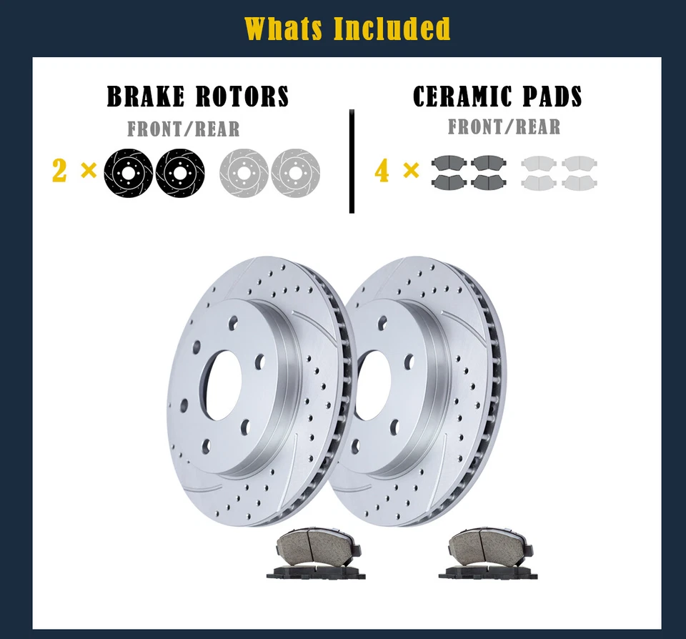 Front Brake Rotors and Pads fit for Chevrolet Silverado 1500 GMC Yukon 2000-2006 — 第 4/4 张图片