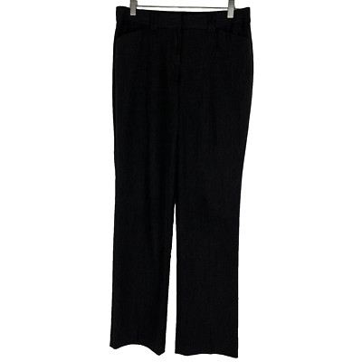 Express Pants Women's Size 4 Editor Straight Leg Gray Striped Mid Rise Stretch