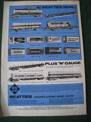 AT BEATTIES NOW...ROCO PLUS SPUR N MODELLGESCHÄFTE 1976 WERBUNG APX A4 GRÖSSE AKTE 1