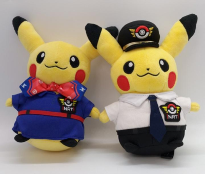 Pokemon Store Pikachu Pilot & CA Plush Doll Set of 2 NARITA