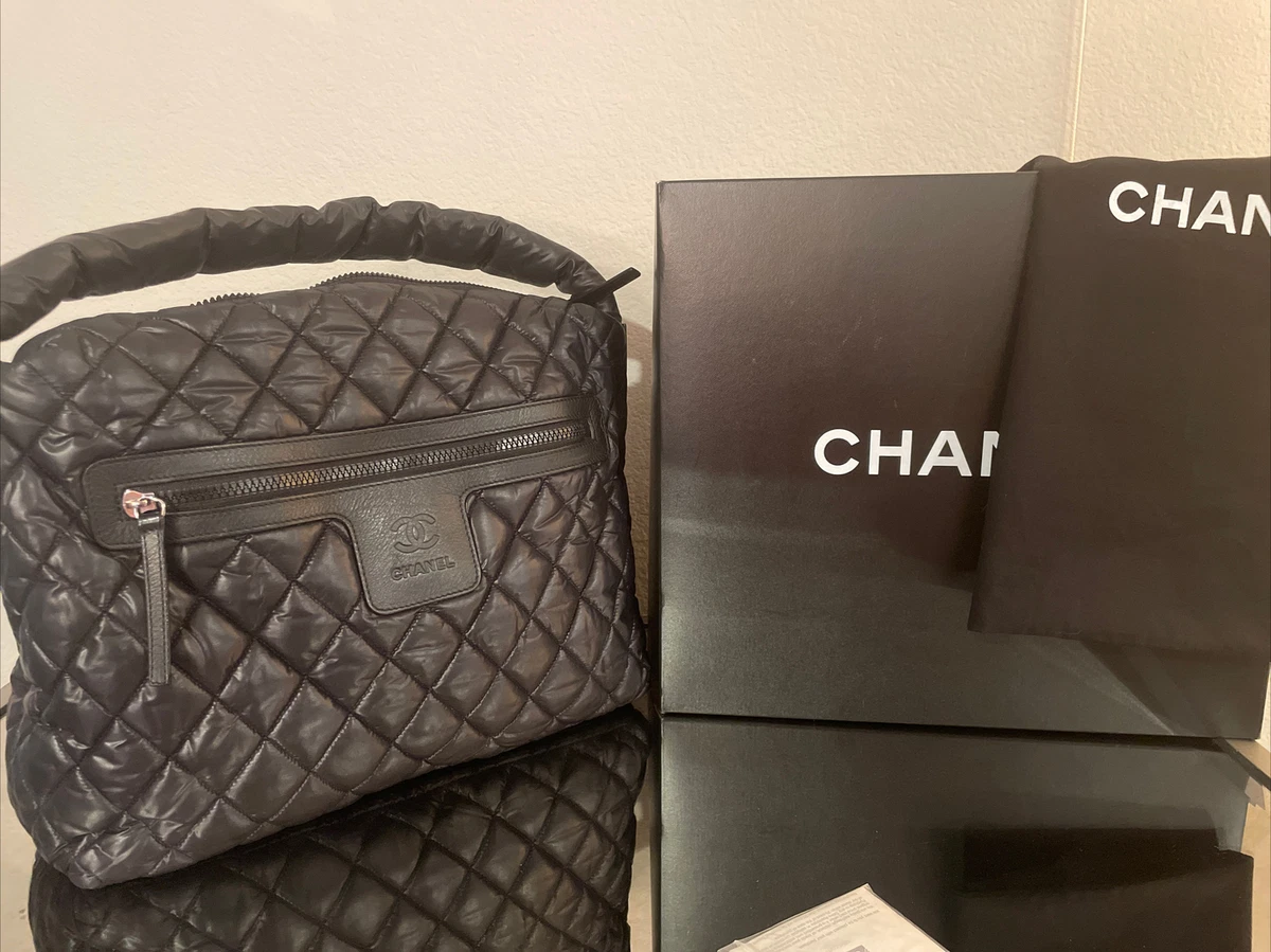 Chanel Black Quilted Nylon Shoulder Bag Receipt EUC