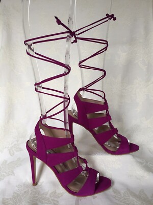 Steve Madden Women s SANDALIA GHILLIE Fuchsia Lace Up Stiletto Sandals   Sz 8