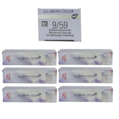 Wella Illumina 6 x 60 ml 9/59 lichtblond mahagoni cendre Set