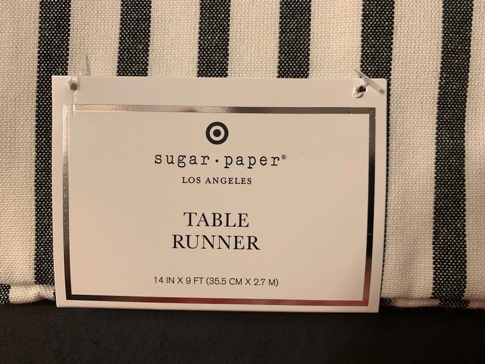 Sugar Paper Table Runner 14” X 9 FT Stripe Cream & Black NWT, Farmhouse - Image 2 of 2