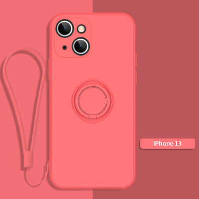 For iPhone 16 15 14 13 Pro Max 12 11 XS X Ring Holder Silicone Case Cover Strap