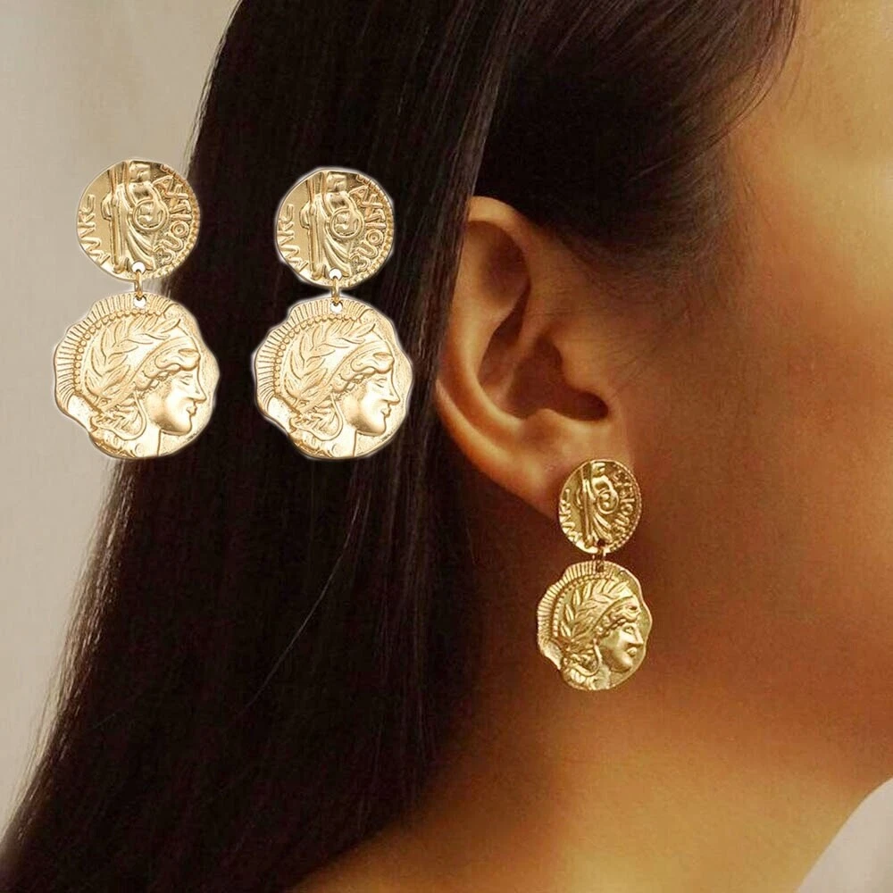 HIEROGLYPH COIN EARRINGS- GOLD - Carly Paiker